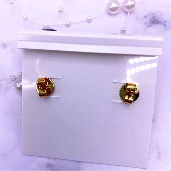 NWOT Tory Burch Gold Logo, Black Enamel Ball Dangle Stud Earings - Picture 8 of 9